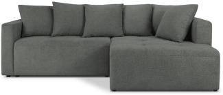 Micadoni Ecksofa mit Bettfunktion und Box Elie 4-Sitzer Rechts Strukturierter Stoff Grau