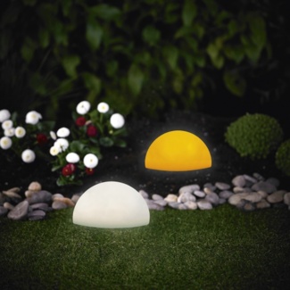 MeLiTec 2er Set Solar Gartenleuchten LK18 Halbkugel Ø 20, bernstein/ weiß