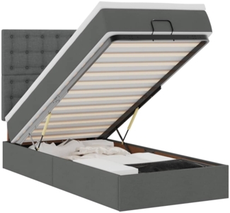 vidaXL Ottoman-Bett mit Matratze & LEDs Dunkelgrau 100x200 cm Stoff 3314149