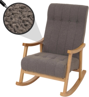 Schaukelstuhl HWC-K10, Relaxsessel, Holz FSC® Stoff/Textil Bouclé (450g/m²) ~ dunkelgrau, Gestell natur