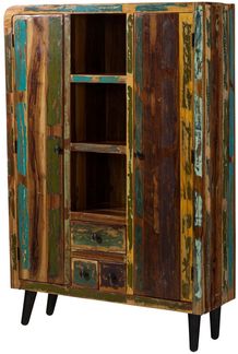 Highboard Altholz 115 x 40 x 170 mehrfarbig lackiert SIXTIES #108