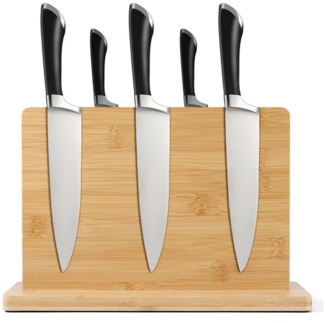 BlingBin Magnet-Messerblock Messerblock Magnetisch Holz Bambus, Doppelseitiger Magnet Messerhalter (1tlg), für Küche Messer Aufbewahrung