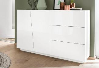 Sideboard >Viterbo< in Weiß-Hochglanz - 140x86x43cm (BxHxT)