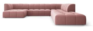 Micadoni Modulares Panorama Ecksofa Serena 7-Sitzer Samtstoff, Rosa, Rechts