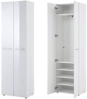 Garderobenschrank ORLANDO-01, Glasfront weiß, B x H x T ca. 59 x 197 x 40cm