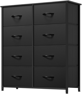 DWVO Kommode mit 8 Schubladen, Schrank aus Stoff mit Griffen, Metallgestell & MDF-Holzplatte, langlebig, für Schlafzimmer & Wohnzimmer,Schwarz