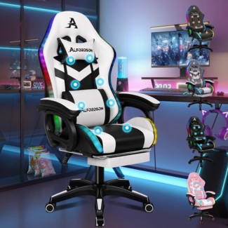 Gaming Stuhl Alfordson 8-Punkt Massage RGB LED Bürostuhl Ergonomisch