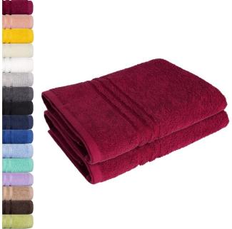 Lavea 2er Set Duschtuch 70x140cm, Frottierserie Elena, Bordeaux