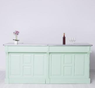 Massivholz Tresen Landhausstil Mint-Pastellgrün - Zinkplatte