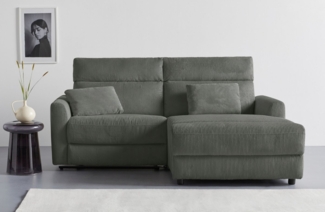 INOSIGN Ecksofa JENNA, L-Form, 209cm, manuelle u. elektrische Funktion, mit USB A/C, Liegefunktion 105°-150°, Federkern, Cord