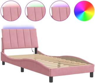 vidaXL Bettgestell mit LED ohne Matratze "Hanko" Rosa 90x200 cm Samt 3213762