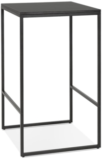 Kadima Design Hochtisch im Industriestil, Metallgestell schwarz, Holzplatte Quadrat schwarz, 60x60x103 cm