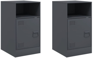 2er-Set Nachttische, Nachtschränke Anthrazit 34,5x39x62 cm Stahl