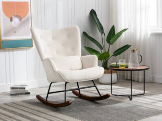 HomeMiYN Schaukelstuhl Schaukelstuhl Wohnzimmer Samt mit Metallgestell Holzsockel stillsessel, Aus holz