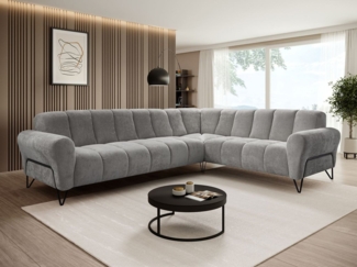 Beautysofa Ecksofa mit Metallbeine in schwarzer VOLARE L, mit höchstem Sitzkomfort, ohne Schlaffunktion
