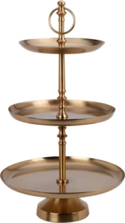 Koopman Etagere Servierständer Aufbewahrung Ständer 50 cm Goldfarbend Metall, Metall, (1-tlg), 3 Etagen, Metall, 50x30cm, Keksständer, Servierständer