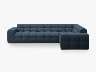 Micadoni Ecksofa Kendal 6-Sitzer Rechts Strukturierter Stoff Marineblau
