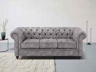 Home affaire Chesterfield-Sofa Chesterfield 3-Sitzer B/T/H: 198/89/74 cm, mit hochwertiger Knopfheftung, auch in Leder