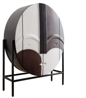 riess-ambiente Highboard VOODOO 120cm braun / weiß / schwarz (Einzelartikel, 1 St), Massivholz · Metall · Anrichte · Kommode · 3D Front · oval · Stauraum