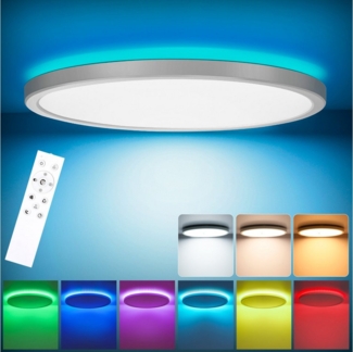 Oraymin Deckenleuchten 24W Deckenlampe RGB Farbwechsel Rund, RGB, LED fest integriert, Kaltweiß, Neutralweiß, Warmweiß, Farbwechsler, 3000K-6500K Lampe, mit Fernbedienung