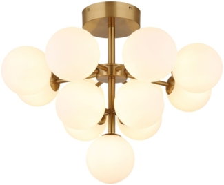 Deckenleuchte Wohnzimmer Glas Kugeln Deckenlampe 13-flammig Gold 56143-13GD