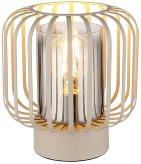 Tischleuchte, Rauchglas, Metallstäbe, sand, H 19 cm