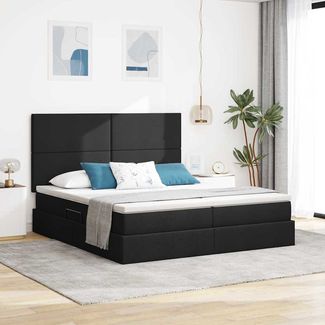 vidaXL Bett mit LED-Lichtleisten Schwarz 180 x 200 cm Stoff 3372823