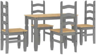 vidaXL 5-tlg. Essgruppe Panama Grau Massivholz Kiefer 3345198