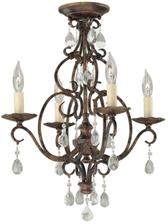 Feiss FE-CHATEAU4 Kronleuchter Chateau E14 60W Stahl, Kristall; Bronze mokka B:42. 2cm Ø42. 2cm dimmbar höhenverstellbar