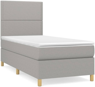 vidaXL Boxspringbett mit Matratze Hellgrau 90x190 cm Stoff, Härtegrad: H2 [3142217]