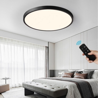 JDONG LED Deckenleuchte Flach Dimmbar mit Fernbedienung 40/50/60cm Schwarz/Weiß Deckenlampe, Ultra Dünn 2.5cm Wohnzimmerlampe decke,3000K-6500K, für Schlafzimme Wohnzimmer Kinderzimmer