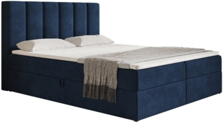 AX LIVING Boxspringbett Bonio I – 160 cm Breite, Schlafkomfort Blau