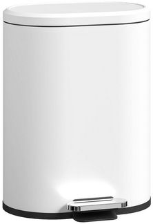 HOMCOM Mülltrennsystem 12L Treteimer Abfalleimer mit Deckel, Fußpedal, Inneneimer, für Wohnzimmer, Büro, Metall, Weiß, 30 x 25,5 x 37,5 cm