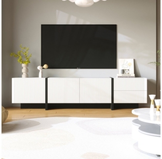 REDOM Lowboard TV-Möbel Sideboard mit 2 Schubladen 3 Türen (190 x 35 x 45 cm Fernsehschrank, 1 St, mit Soft-Close Dämpfungsscharniere), mit Schwarzem Sockel