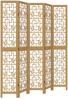 vidaXL 5-tlg. Raumteiler Braun Massivholz Paulownia 358872