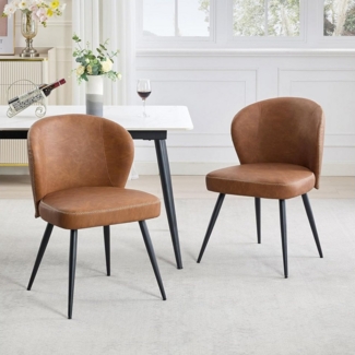 GarveeMore Esszimmerstuhl aus PU-Leder,moderne Esszimmer und Küchenstühle,120kg belastbare (2 St), gepolsterte stühle mit Stahlbeinen für Esszimmer und Schlafzimmer