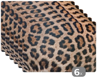 MuchoWow Platzset Leopardenmuster, (6-St), Platzsets, Tischset, Abwaschbar, Tischsets, Platzdeckchen