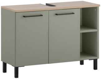Vito Waschbeckenunterschrank MALO, Pistaziengrün, Eiche Dekor, 2 Türen, Soft-Close-Funktion, B 80 x H 58 x T 32 cm