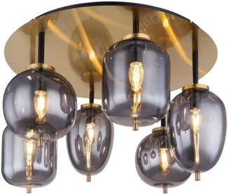 Deckenleuchte Wohnzimmer Deckenlampe Messing Farben Rauchglas 15345-6DMM