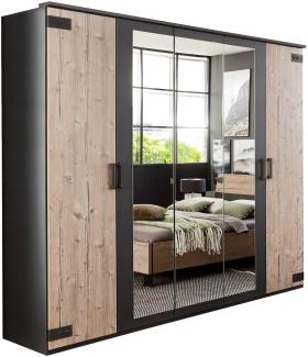 Kleiderschrank >Malmö< (B/H/T: 225x210x58 cm) in Graphit - 225x210x58cm (BxHxT)