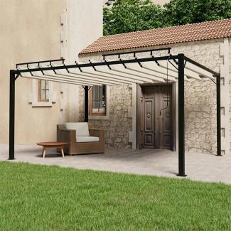 vidaXL Pergola mit Lamellendach 3x4 m Creme Stoff und Aluminium 313927