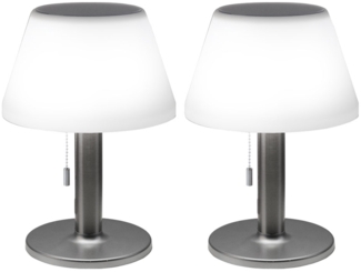 2er Set LED Solar Tischleuchte, Stufendimmer, silber, H 28cm