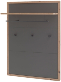 Garderobenpaneel Liza / Lizzano , Holzwerkstoff, Metall , Grau, Schwarz, Holzfarben , 86 x 118 x 32 cm