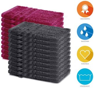 Lavea Waschhandschuh 20er Set Waschhandschuhe, 15x21 cm, Elena-Frottierserie, Waschlappen, (20-St), 500 g/m² Frottier, weich & saugstark, pflegeleicht