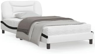 vidaXL Bettgestell ohne Matratze "Hvar" Weiß und Schwarz 100x200 cm Kunstleder 3207987