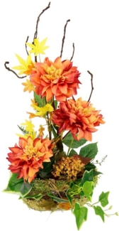 Kunstblume Dahlien-Arrangement in Pflanzschale Gesteck aus künstlichen Blumen, I.GE.A, Höhe 50 cm, Herbstgesteck Künstliche Dekorationen Herbst Blumendekoration
