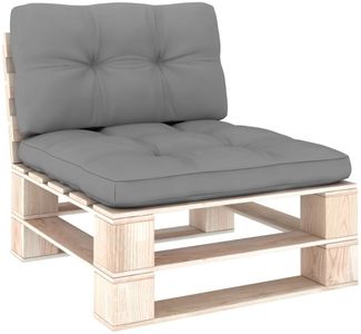 vidaXL Palettenkissen 2-tlg. Grau Stoff 314514