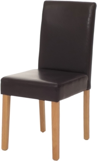 Esszimmerstuhl Littau, Küchenstuhl Stuhl, Leder ~ braun, helle Beine