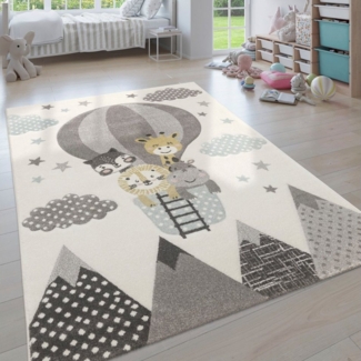 Paco Home Kinderteppich Cosmo 343, rechteckig, Höhe: 12 mm, 3D-Design, niedliches Tier Motiv, Pastell-Farben, Kinderzimmer