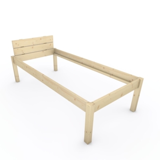 Pfostenbett "metallarm" Fichte Holzbett "Daybett" 100x220 cm 58cm Einzelbett